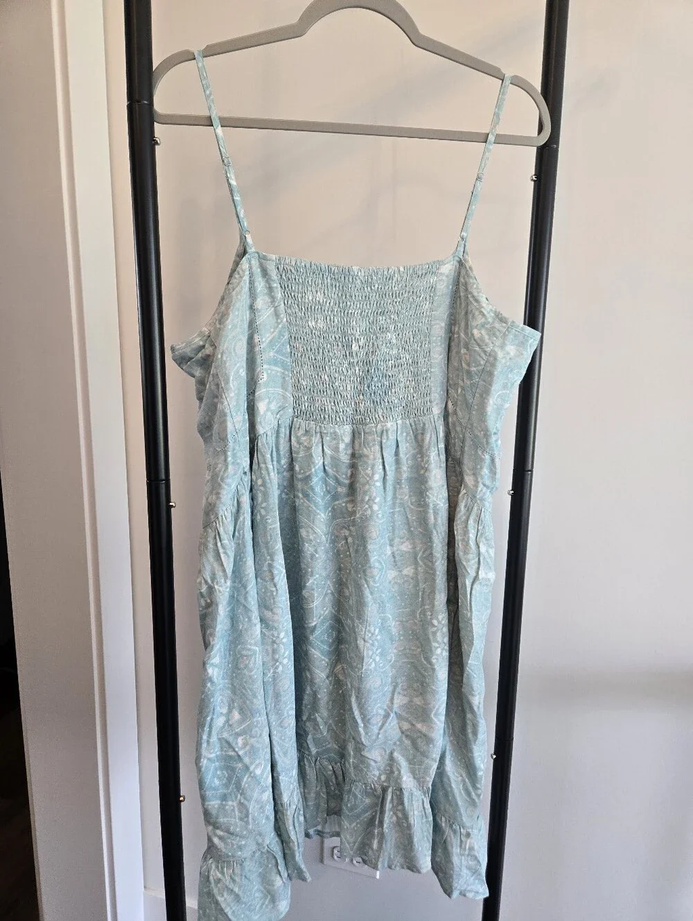 Simply Noelle Light Blue Paisley Smocked Sundress | XXL 16-18 | Boho Ruffle Hem - Picture 4 of 4